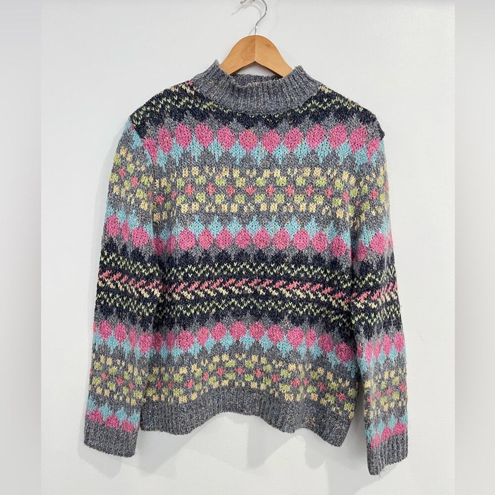 Christopher &‎ Banks Vintage Fair Isle Sweater Large Cozy Knit Cottagecore